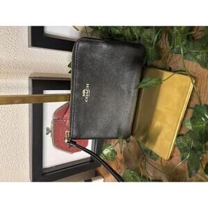 Coach Black Pebbled Wristlet